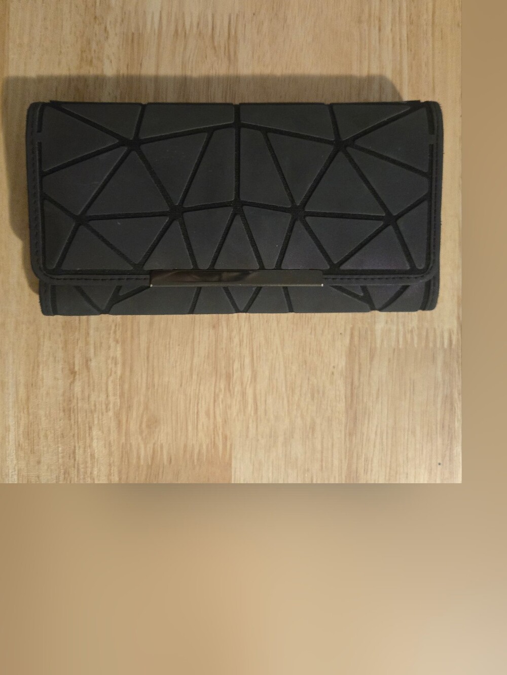 Geometric Panel Black Wallet Clutch